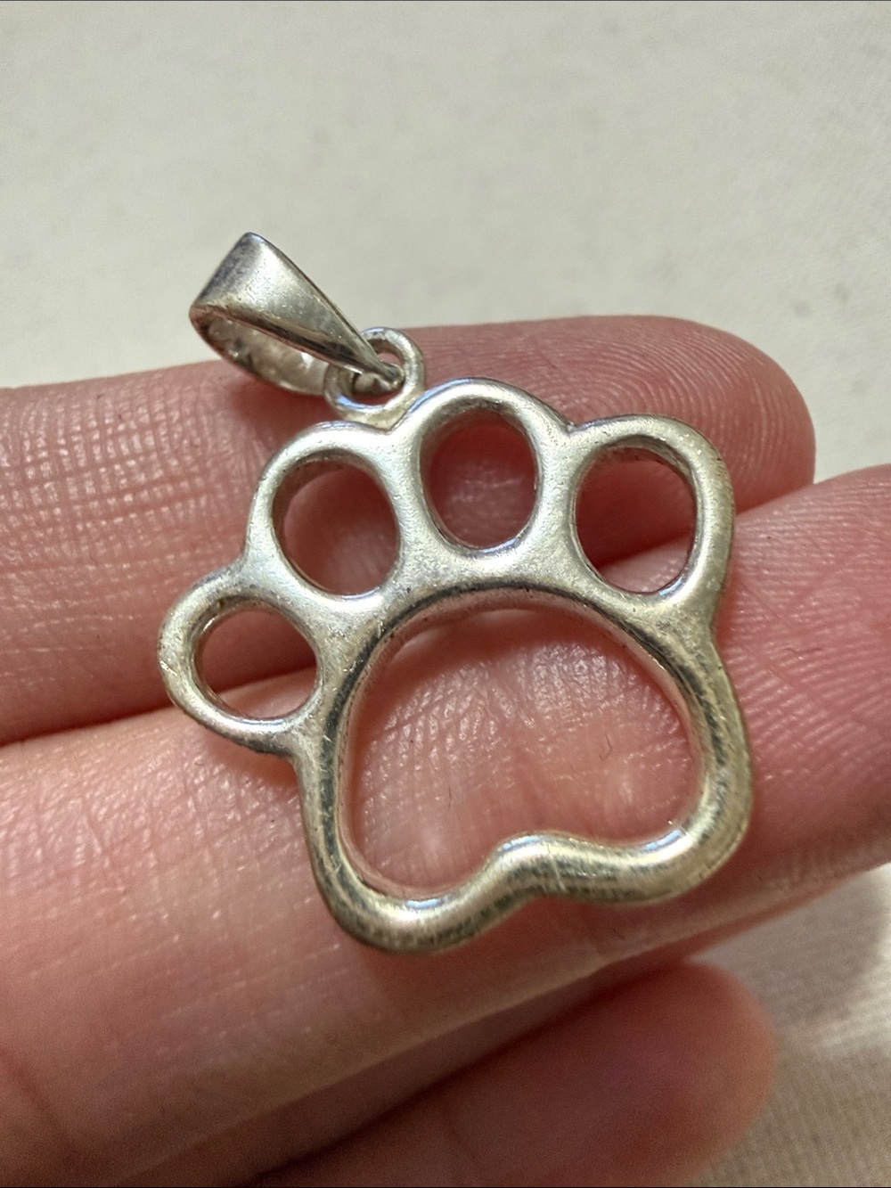 Sterling Silver 925 India Paw Print Dog Pendant